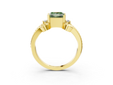 Yellow gold Fancy Green Princess  Solitaire Twisted Band Scroll Prong Ring_6