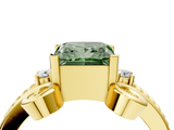 Yellow gold Fancy Green Princess  Solitaire Twisted Band Scroll Prong Ring_7