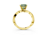 Yellow gold Fancy Green Princess  Solitaire Twisted Band with Bead Prong Setting_32
