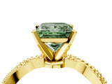 Yellow gold Fancy Green Princess  Solitaire Twisted Band with Bead Prong Setting_33