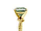 Yellow gold Fancy Green Princess  Solitaire Twisted Band with Bead Prong Setting_34