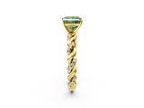 Yellow gold Fancy Green Princess  Solitaire Twisted Band with Pavé Accents and Four-Prong Setting_2