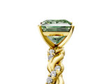 Yellow gold Fancy Green Princess  Solitaire Twisted Band with Pavé Accents and Four-Prong Setting_5