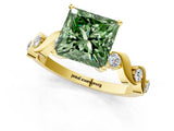 Yellow gold Fancy Green Princess  Solitaire Twisted Band with Prong Setting 1