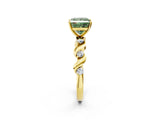 Yellow gold Fancy Green Princess  Solitaire Twisted Band with Prong Setting 2