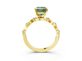 Yellow gold Fancy Green Princess  Solitaire Twisted Band with Prong Setting 3