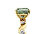 Yellow gold Fancy Green Princess  Solitaire Twisted Band with Prong Setting 5