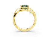 Yellow gold Fancy Green Princess  Solitaire Twisted Band with Prong Setting_6