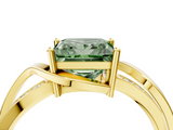 Yellow gold Fancy Green Princess  Solitaire Twisted Band with Prong Setting_7
