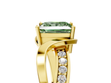 Yellow gold Fancy Green Princess  Solitaire Twisted Band with Prong Setting_8
