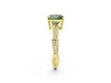 Yellow gold Fancy Green Princess  Solitaire Twisted Pave Diamond Ring with Four-Prong Setting_120