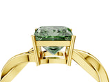Yellow gold Fancy Green Princess  Solitaire Twisted Pave Diamond Ring with Four-Prong Setting_122