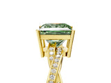 Yellow gold Fancy Green Princess  Solitaire Twisted Pave Diamond Ring with Four-Prong Setting_123
