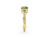 Yellow gold Fancy Green Princess  Solitaire Twisted Pave Diamond Ring with Four-Prong Setting_14