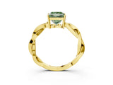 Yellow gold Fancy Green Princess  Solitaire Twisted Pave Diamond Ring with Four-Prong Setting_15