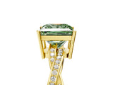 Yellow gold Fancy Green Princess  Solitaire Twisted Pave Diamond Ring with Four-Prong Setting_17