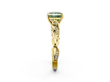 Yellow gold Fancy Green Princess  Solitaire Vine Band with Milgrain Prong Setting_5
