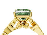 Yellow gold Fancy Green Princess  Solitaire Vine Band with Milgrain Prong Setting_7