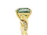 Yellow gold Fancy Green Princess  Solitaire Vine Band with Milgrain Prong Setting_8