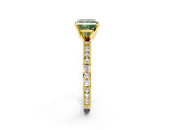 Yellow gold Fancy Green Princess  Solitaire with Pavé Band and Four-Prong Setting_31