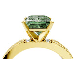 Yellow gold Fancy Green Princess  Solitaire with Pavé Band and Four-Prong Setting_33