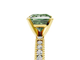Yellow gold Fancy Green Princess  Solitaire with Pavé Band and Four-Prong Setting_34