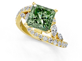 Yellow gold Fancy Green Princess  Solitaire with Pavé Twist Band and Four-Prong Setting_1