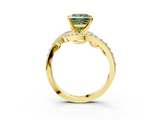 Yellow gold Fancy Green Princess  Solitaire with Pavé Twist Band and Four-Prong Setting_3