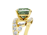 Yellow gold Fancy Green Princess  Solitaire with Pavé Twist Band and Four-Prong Setting_5