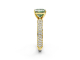 Yellow gold Fancy Green Princess  Solitaire with Pave Band and Four-Prong Setting_5