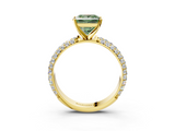Yellow gold Fancy Green Princess  Solitaire with Pave Band and Four-Prong Setting_6