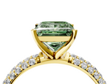 Yellow gold Fancy Green Princess  Solitaire with Pave Band and Four-Prong Setting_7