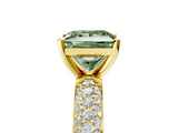Yellow gold Fancy Green Princess  Solitaire with Pave Band and Four-Prong Setting_8