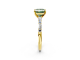 Yellow gold Fancy Green Princess  Solitaire with Side Baguettes and Channel Set Band_2