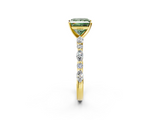 Yellow gold Fancy Green Princess  Solitaire with Side Stones on a Pavé Band and Four-Prong Setting_2