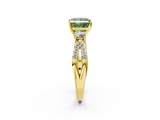 Yellow gold Fancy Green Princess  Three-Stone Diamond Ring with Pavé Split Shank and Four-Prong Setting_2