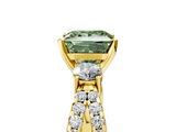 Yellow gold Fancy Green Princess  Three-Stone Diamond Ring with Pavé Split Shank and Four-Prong Setting_5