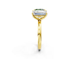 Yellow gold Fancy Green Princess  and Emerald Cut Toi Moi Ring with Prong Setting_32