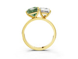 Yellow gold Fancy Green Princess  and Emerald Cut Toi Moi Ring with Prong Setting_33