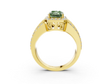 Yellow gold Fancy Green Radiant -Cut Halo Diamond Ring with Split Shank and Four-Prong Setting_88