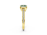 Yellow gold Fancy Green Radiant  Brilliant Cut Diamond Engagement Ring with Pavé Band and Four-Prong Setting_51
