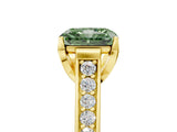 Yellow gold Fancy Green Radiant  Brilliant Cut Diamond Engagement Ring with Pavé Band and Four-Prong Setting_54