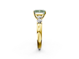 Yellow gold Fancy Green Radiant  Brilliant Cut Diamond Five-Stone Prong Set Engagement Ring with Channel Band_39