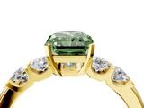 Yellow gold Fancy Green Radiant  Brilliant Cut Diamond Five-Stone Prong Set Engagement Ring with Channel Band_41