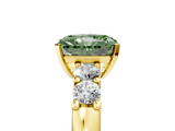 Yellow gold Fancy Green Radiant  Brilliant Cut Diamond Five-Stone Prong Set Engagement Ring with Channel Band_42