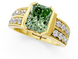 Yellow gold Fancy Green Radiant  Brilliant Diamond Channel Set Wide Band Ring with Bezel Setting_21