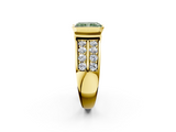 Yellow gold Fancy Green Radiant  Brilliant Diamond Channel Set Wide Band Ring with Bezel Setting_22