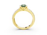 Yellow gold Fancy Green Radiant  Brilliant Diamond Channel Set Wide Band Ring with Bezel Setting_23