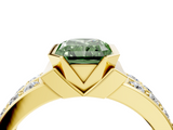 Yellow gold Fancy Green Radiant  Brilliant Diamond Channel Set Wide Band Ring with Bezel Setting_24