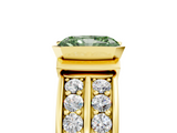 Yellow gold Fancy Green Radiant  Brilliant Diamond Channel Set Wide Band Ring with Bezel Setting_25